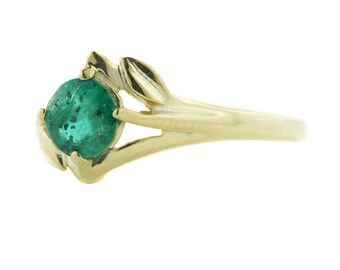 Women's 14K Yellow Gold Natural Emerald Ring - Gems and Jewels For Less