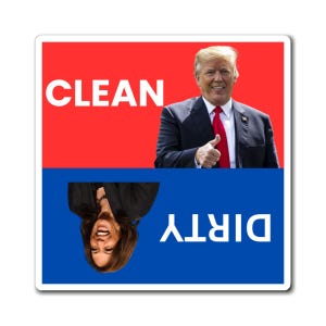 Roliga diskmaskinsmagneter, Donald Trump ren, Kamala Harris smutsig, rent eller smutsigt magneter, köksinredning, inflyttningspresent, politisk humor