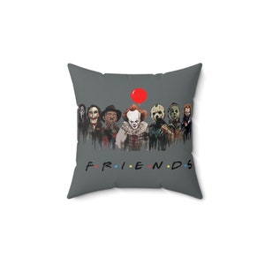 Friends Halloween Pillow - Horror Movie Characters Decor - Spun Polyester Square Cushion