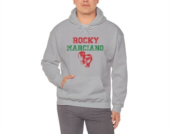 Rocky Marciano Hooded Sweatshirt, Boxing Pullover, Athlete Gift, Sports Lover Sweater, Retro Style