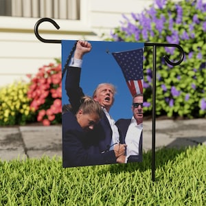 Garden Flag, Trump Shot Political Banner, 2 Sizes, Home Decor, Outdoor Decoration, Yard Sign