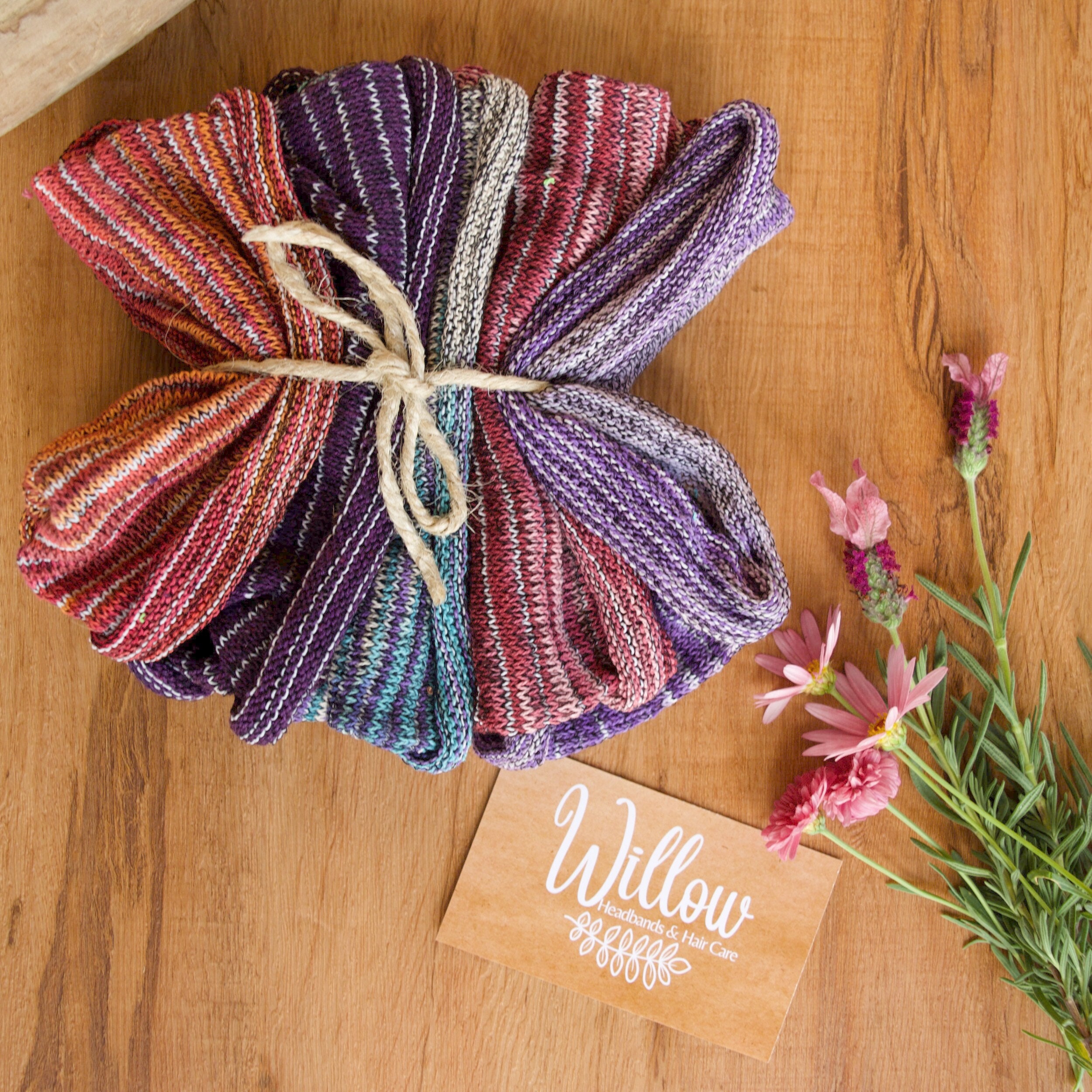 5 Head band bundle, soft sturdy cotton in beautiful pinks & purple tones, boho style, super comfortable headband, regular size (5pck Rosé)
