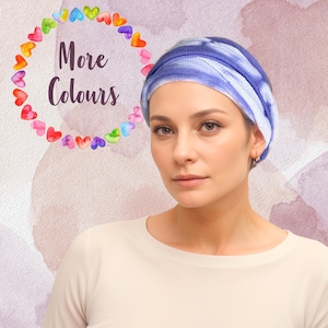 Full coverage Tie Dye Head Wrap, for chemo or alopecia hair loss, 100% cotton, soft and breathable, chemo headwear