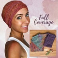 Full coverage headband, chemo headwear, comfy cotton knit, long stocking like head band perfect for covering entire head, huge colour range product logo