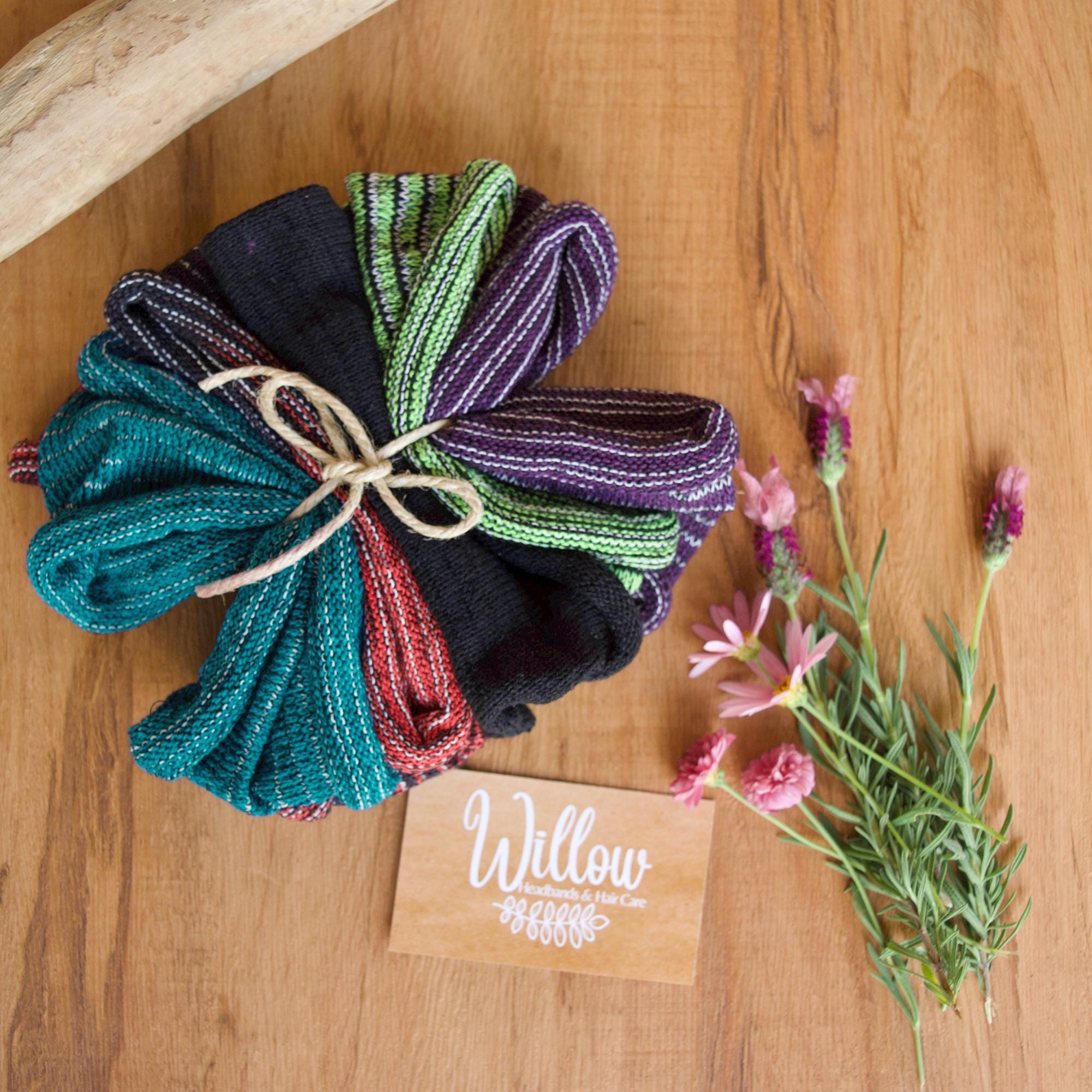 5 Head band bundle, soft sturdy cotton in bold colours, boho style, super comfortable headband, regular size (5pck Bold)