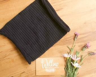 Head band, soft sturdy cotton, black boho style, super comfortable wide headband, one size fits all (Wide Black)