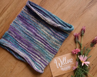 Head band, soft sturdy cotton, blue and purple hues in a  boho style, super comfortable WIDE headband, one size fits all (Wide Purple Haze)