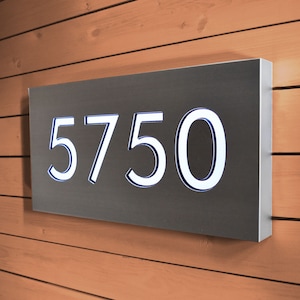 Lighted Address Sign, Address Plaque, Large Modern Personalized Marker Mail Box Numbers for House with LED Lights, lighted house numbers