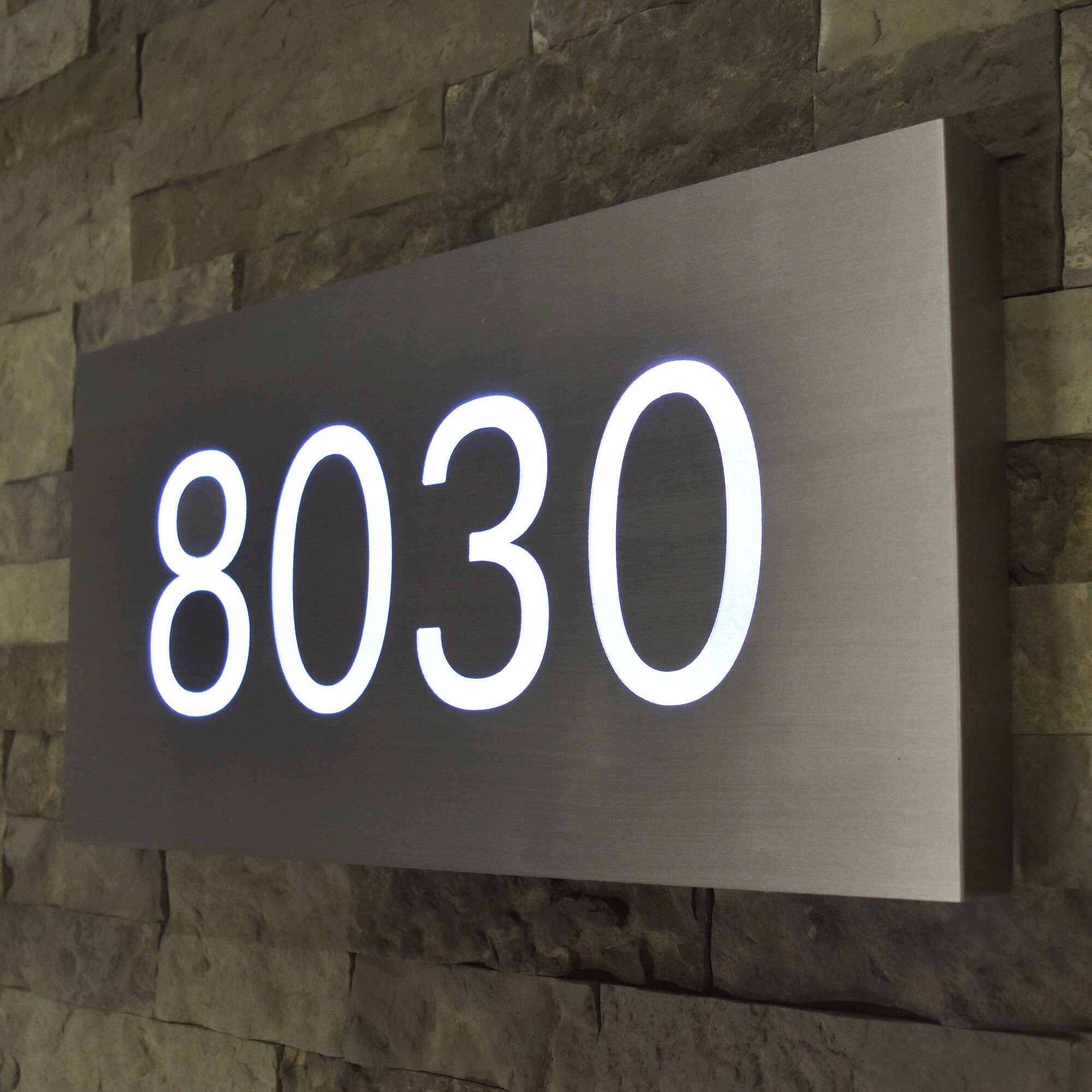 Lighted House Numbers Sign, Metal LED Address Plaque, Large Modern ...