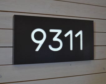 Lighted House Numbers XL Modern Address Sign LED Lights Display