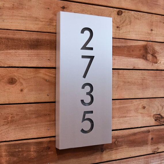 House Numbers Plaque with LED Lights Vertical Lighted Address Sign Large Modern Personalized Marker Mail Box Display