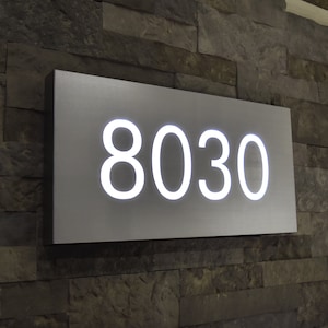 Lighted House Numbers Sign, Metal LED Address Plaque, Large Modern Personalized Marker Mail Box Numbers for House with LED Lights, display