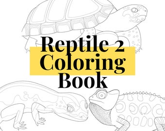 Hand Drawn Digital Reptile #2 - More Reptiles Coloring Book - PDF Downloads - Great For Digitally Coloring or Printing Out. Great Gift Idea!