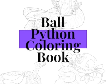 Libro para colorear digital de pitón bola dibujado a mano - PDF - ¡Ideal para que los amantes de los reptiles y las serpientes coloreen digitalmente e impriman para colorear!