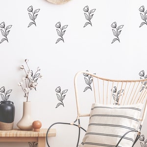Botanical Wall Decals Modern Vinyl Decal Set Flower - Etsy