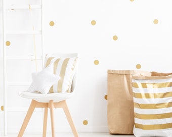 Polka Dots Wall Decals, Gold Silver Black White Polka Dots Wall Stickers, Metallic Polka Dot Peel and Stick Wall Decals Big Collection 129