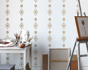 Bohemian Tribal Pattern Wall Decals | Boho Tribal Wall Decals | Bohemian Wall Decor | Apartment Wall Art |Geometric Modern Triangle Wall 310