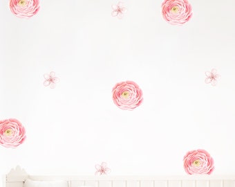 Pink Flowers Wall Decals | Pretty in Pink | Nursery Decor | Girls Wall Decor | Playroom Decor | Tween | Wall Murals | Flower