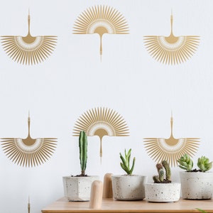 Flying Crane Wall Decals, Boho Wall Fans, Focal Wall Murals, Flying Bird Wall Decor, Bird in Flight Pattern, Removable Wallpaper 288