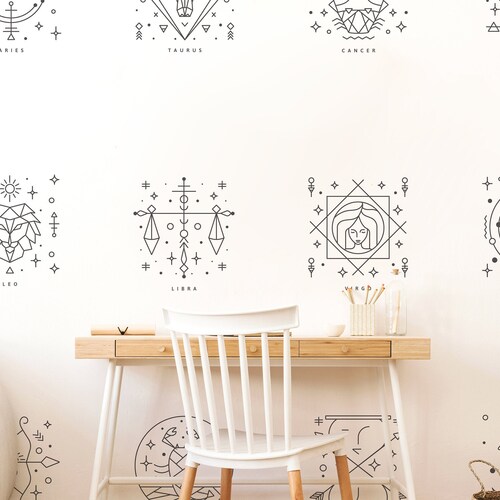Zodiac Wall Decals Astrology Wall Decals Large Mystical Wall Etsy