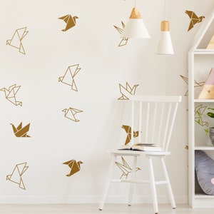 Birds Geometric Origami Wall Decals, Asian Wall Stickers Flying Birds Origami Decals, Geometric Decor, Swan Nursery Wall Decals Stickers 015