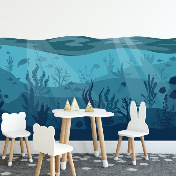 Ocean Wall Mural | Under the Sea | Nursery Decor | Nursery Decals | Under Water Decals | Wall Decals | Removable Stickers |Free Shipping 003