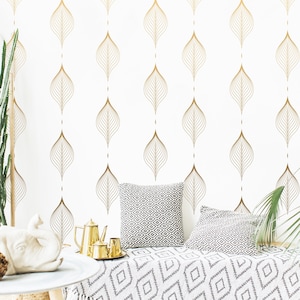 Botanical Wall Decals | Modern Flower & Leaf Peel n Stick | Gold Floral Wall Art | Removable Vinyl Wall Decals | Blossom Wall Stickers 279