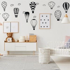 Hot Air Balloon Wall Decals – Removable Cloud & Balloon Stickers for Nursery, Playroom, or Kids Room – Gender Neutral Nursery Wall Art 148