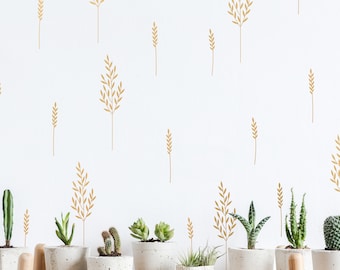 Botanical Wall Decals - Modern Vinyl Decal Set, Flower Blossoms, Leaf ...