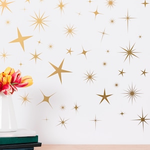 Stars Wall Decals | Gold Silver or Black Wall Decals | Star Stickers | Bookcase Backsplash Sparkle Stars Stickers | Free Shipping 048