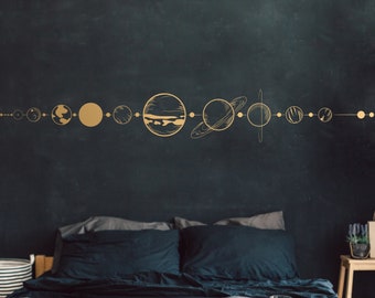 Planeten muurstickers | Stickers voor het zonnestelsel | Ruimte kunst aan de muur | Planeten muurschildering | Slaapkamerdecoratie | Moderne stickers | Wandkunst appartement 215