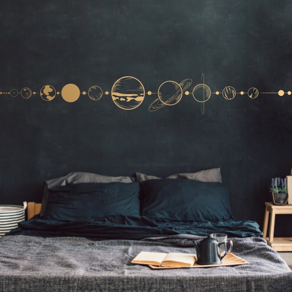 Planets Wall Decals | Solar System Decals | Space Wall Art | Planets Wall Mural | Bedroom Decor | Modern Decals | Apartment Wall Art 215