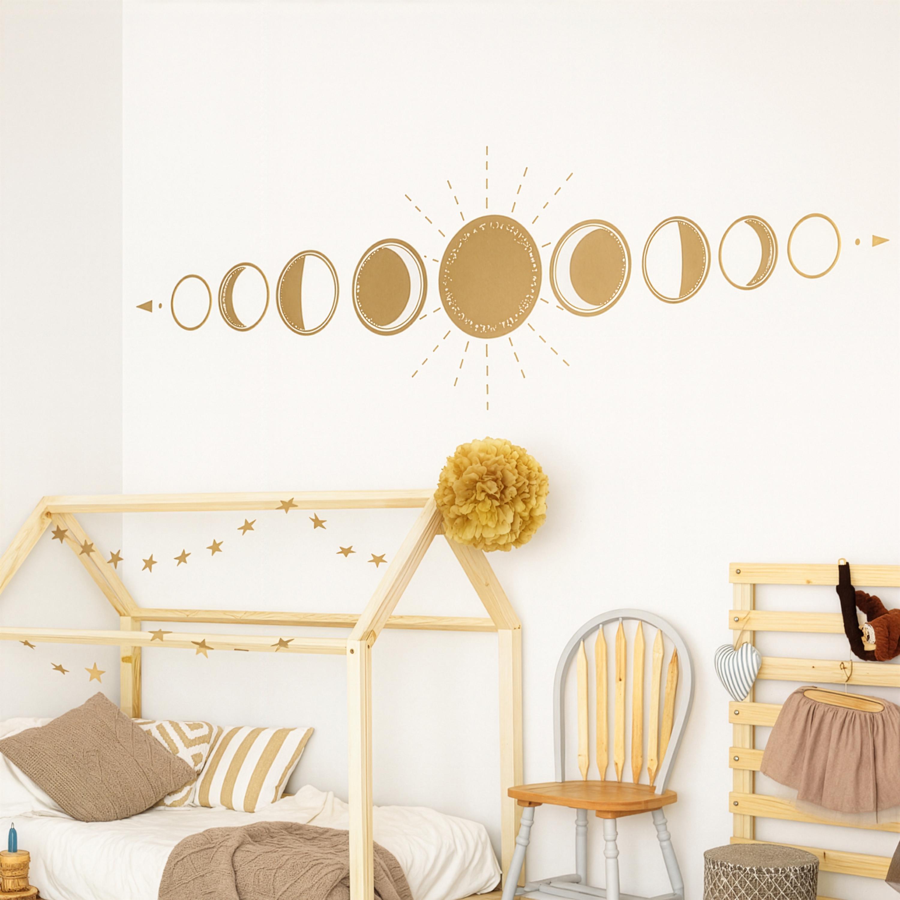 Moon Phase Wall Decal, Sun & Moon Phases Wall Sticker, Celestial ...