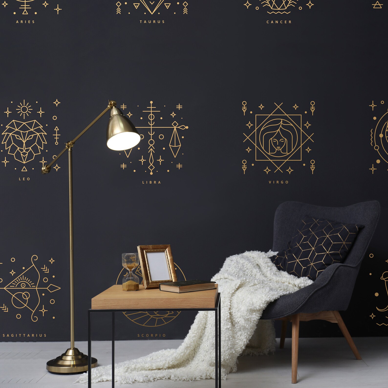 Zodiac Wall Decals Astrology Wall Decals Large Mystical Wall Etsy