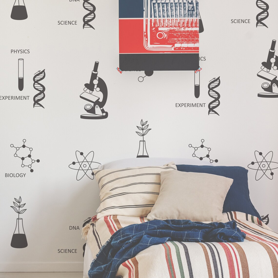 Science Wall Decals, Chemistry & Biology Removable Wallpaper, Peel and ...
