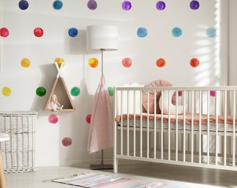 Watercolor Polka Dots Wall Decals | Wall Decor Removeable Wall Stickers Kerrie Rosenthal Style Free Shipping 027