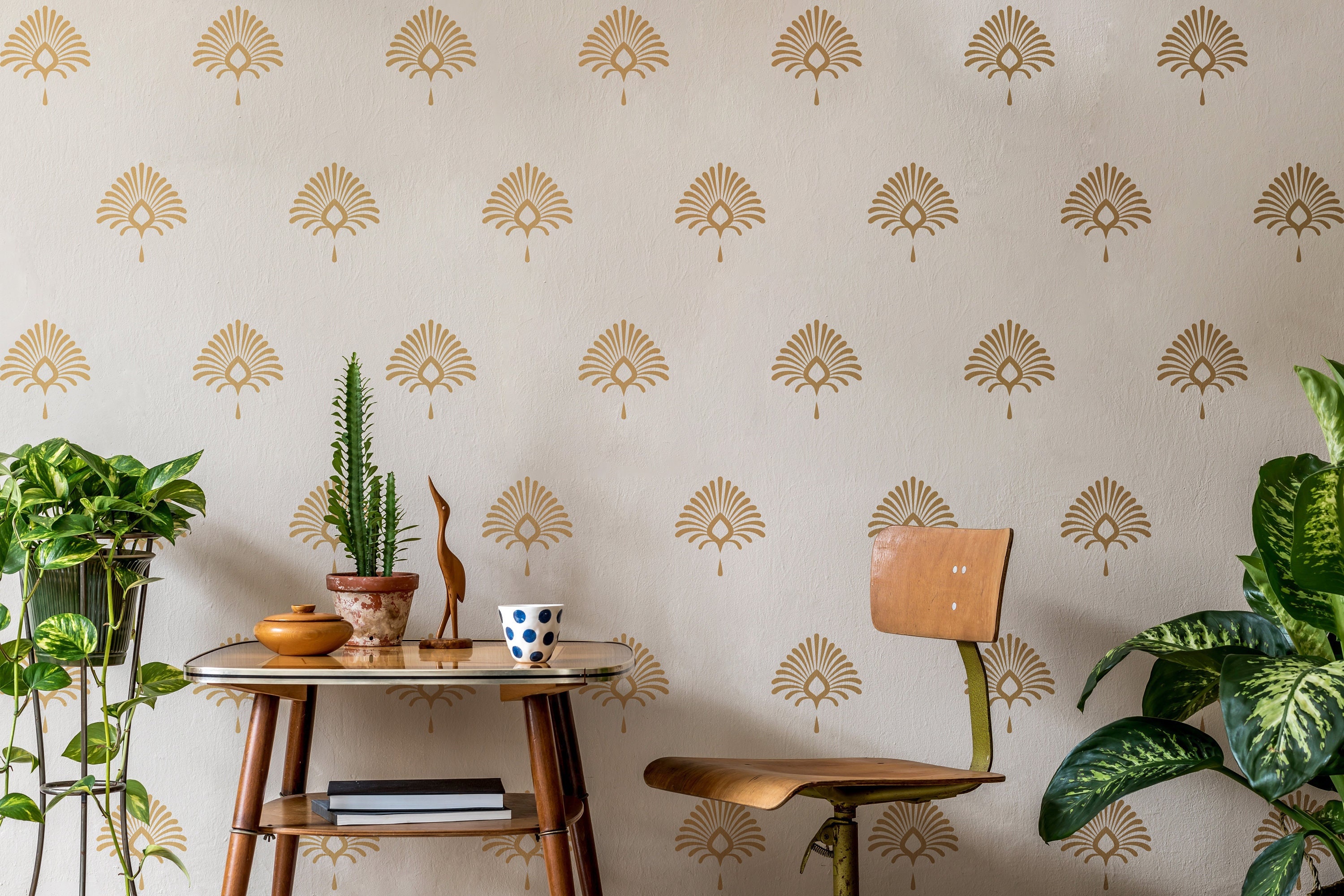 Damask Wall Decals - Modern Vinyl Decal Set, Flower Blossoms, Leaf ...