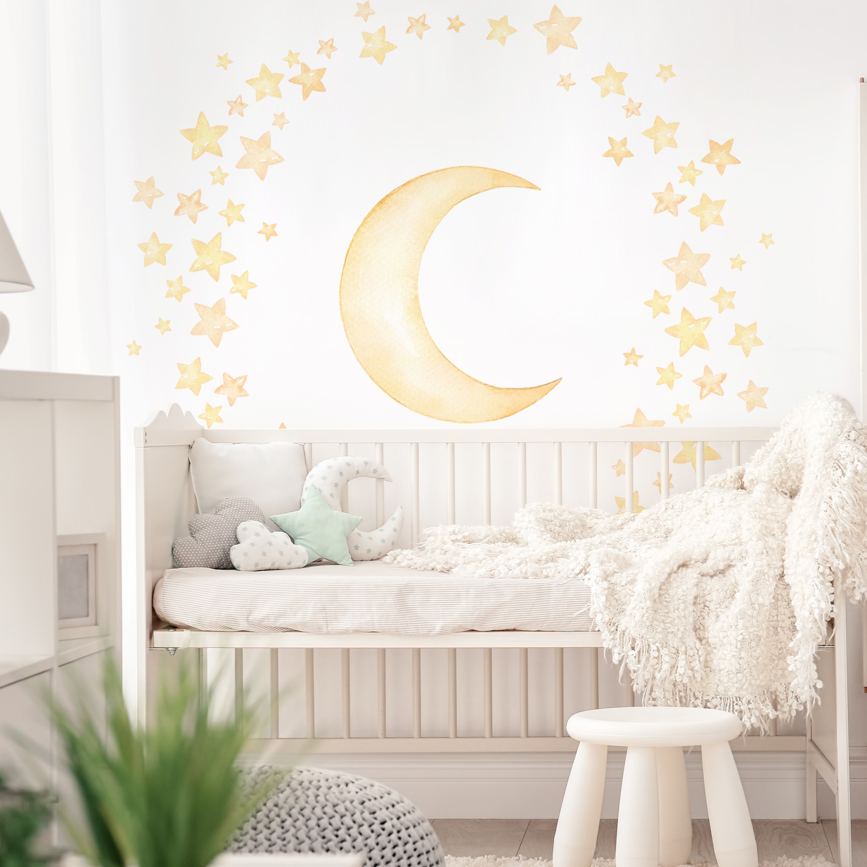Large Moon Wall Decal, Moon Stickers, Bohemian Decor, Celestial
