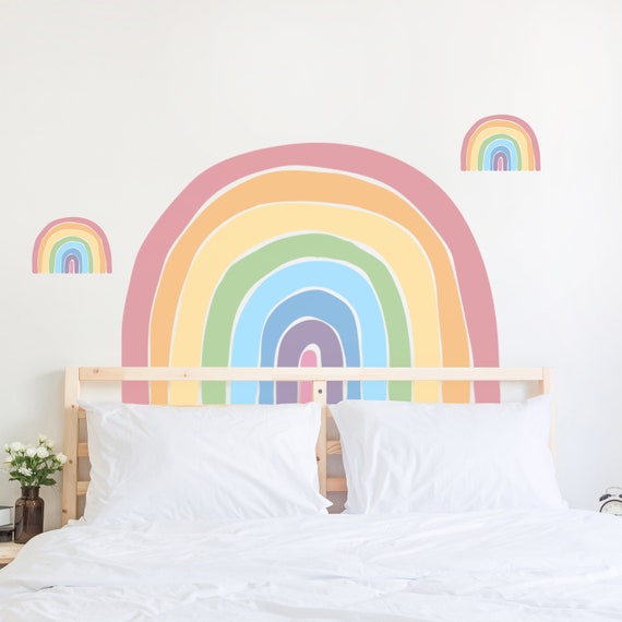 Large Pastel Happy Rainbow Nursery Wall Decal Playroom Décor | Etsy