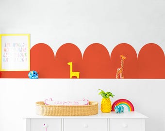 Scallop Wall Decal, Vinyl Scallop Wall Trim, Removable Wall Sticker, Decorative Room Border, Colorful Trim Border, Doorway Trim 2001
