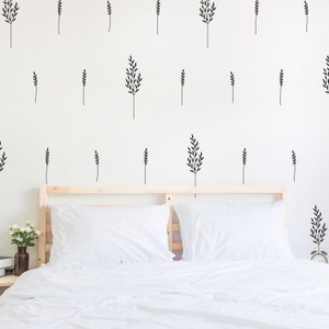 Botanical Wall Decals - Modern Vinyl Decal Set, Flower Blossoms, Leaf ...