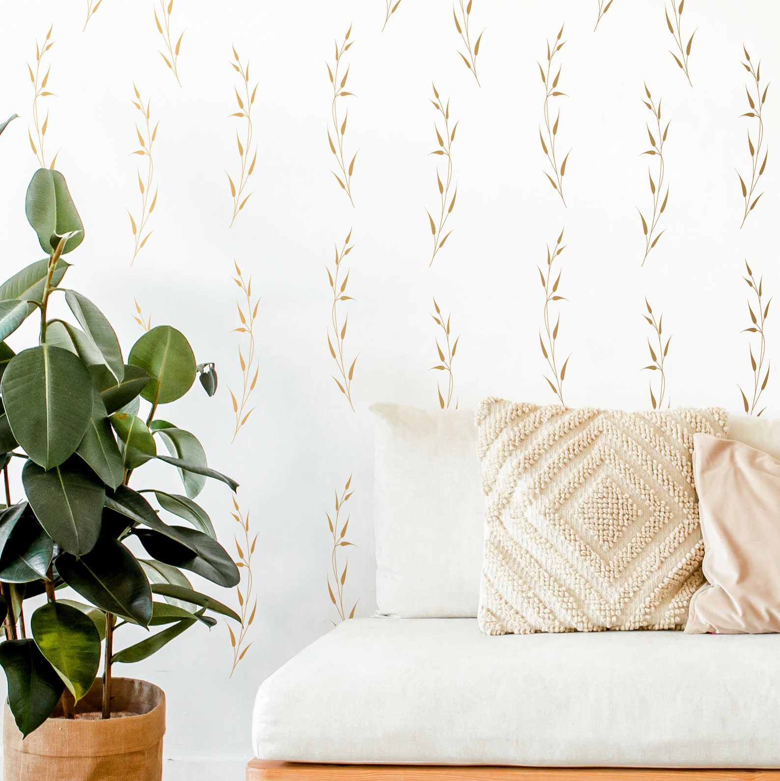 Botanical Wall Decals - Modern Vinyl Decal Set, Flower Blossoms, Leaf ...