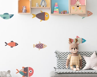 Mid Century Modern Fish Wall Decals | Fish Wall Stickers | Ocean Wall Decor | Tropical Fish Murals Stickers | Free Shipping 036