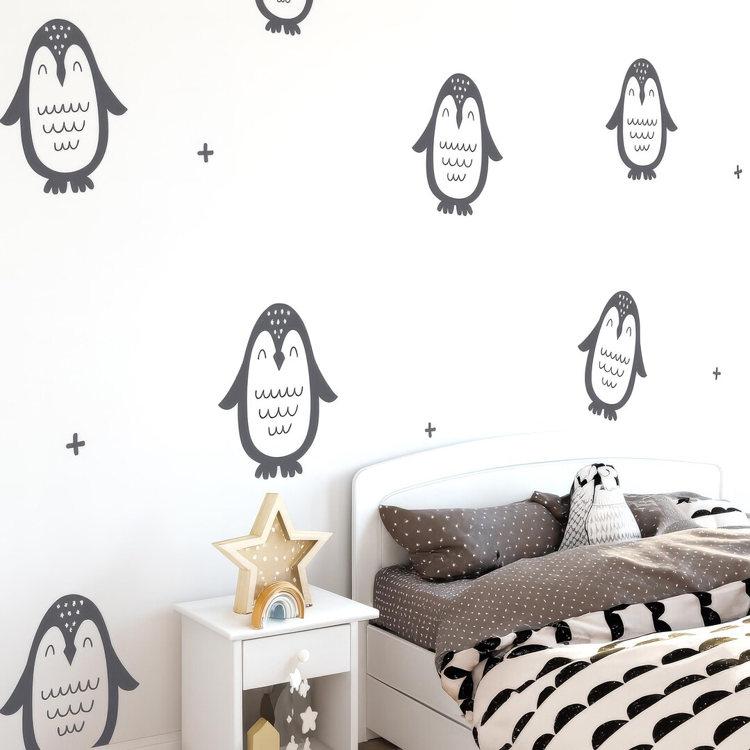 Penguin Wall Decals Set (12 Large Penguins 9-12"), Minimalist ...