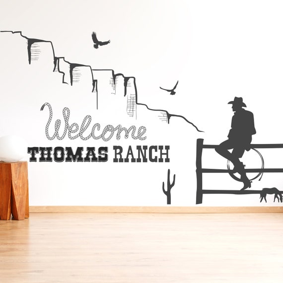 Cowboy Wall Decal Western Wall Decor Ranch Wall Etsy