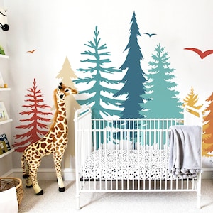 Rainbow Tree Wall Decals Over the Crib Woodland Nursery Decor | Nursery Decals | Woodland Wall Decals | Murals Stickers | Free Shipping