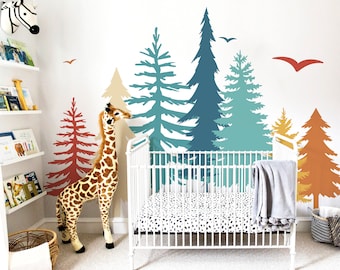 Rainbow Tree Wall Decals Over the Crib Woodland Nursery Decor | Nursery Decals | Woodland Wall Decals | Murals Stickers | Free Shipping