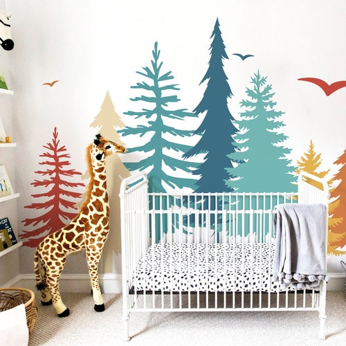 Tree Wall Decals Forest Decals Woodland Nursery Decor Etsy