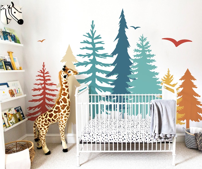Tree Wall Decals Forest Decals Woodland Nursery Decor Etsy