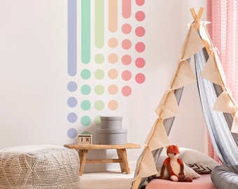 Half Modern Rainbow Wall Decal, Elongated Rainbow Wall Decal, Nursery Playroom Décor, Colorful Wall Mural, Large Over-sized Décor Kids Room